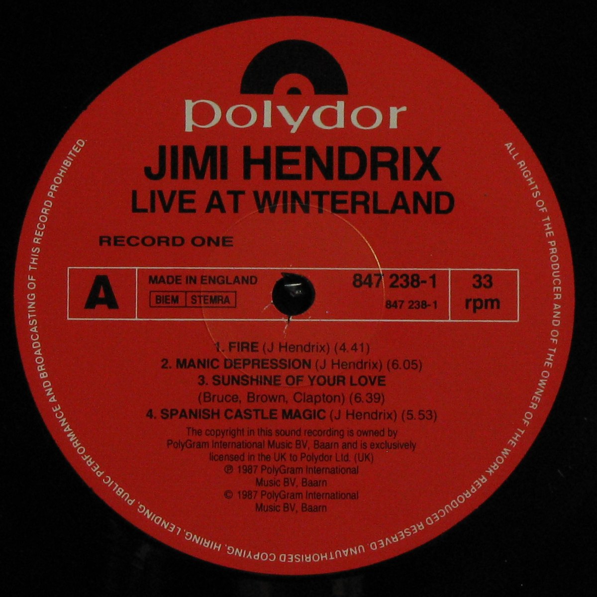 LP Jimi Hendrix Experience — Live At Winterland (2LP) фото 3