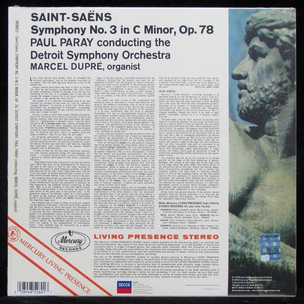 LP Marcel Dupre / Paul Paray — Saint-Saëns: Symphony No. 3 in C Minor. Op. 78 фото 2