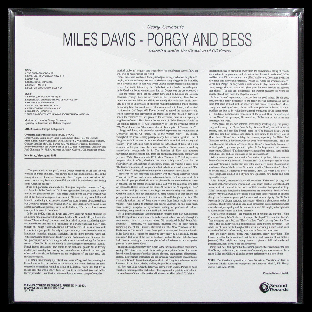 LP Miles Davis — Porgy And Bess фото 2