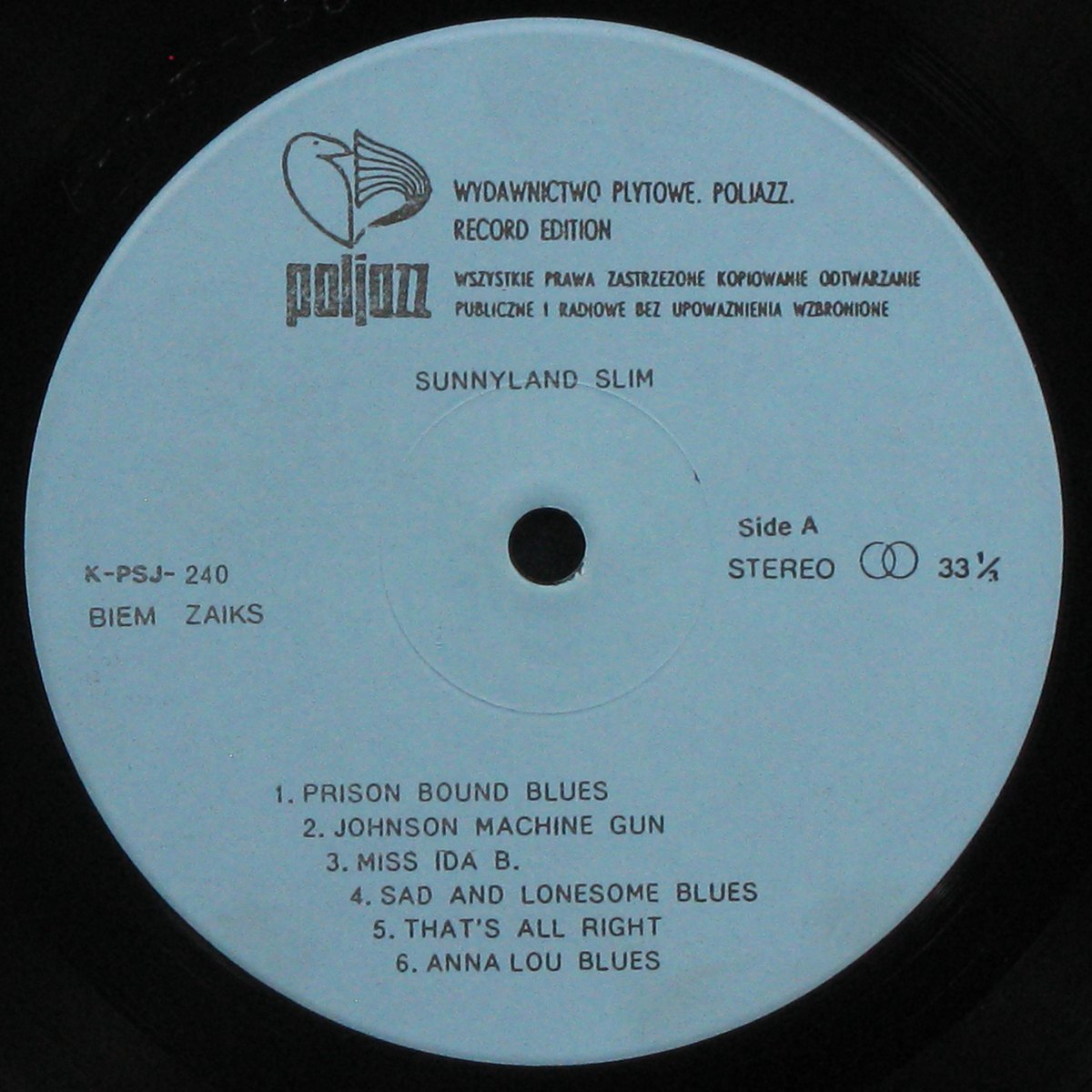 LP Sunnyland Slim — Sad And Lonesome Blues. Blues Roots – Vol. 9 фото 2