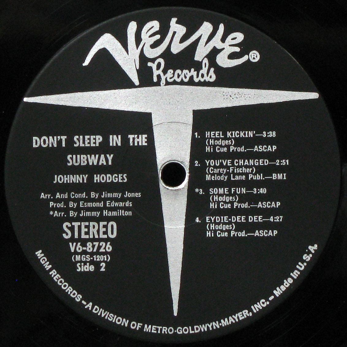 LP Johnny Hodges — Don't Sleep In The Subway фото 5