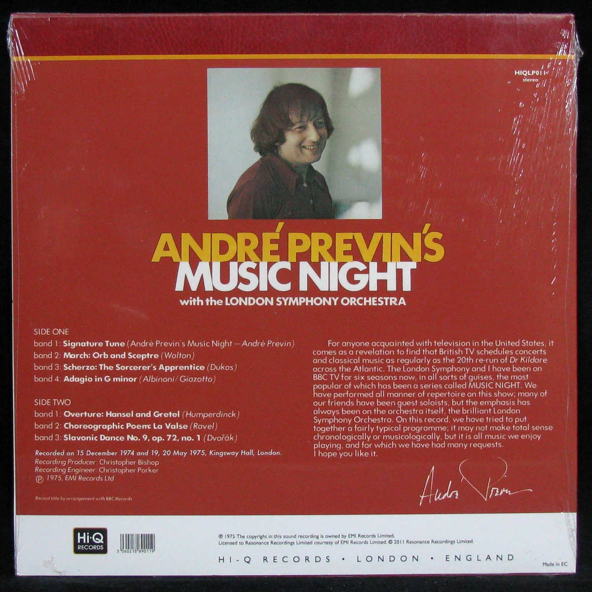 LP Andre Previn / London Symphony Orchestra — Andre Previn's Music Night фото 2