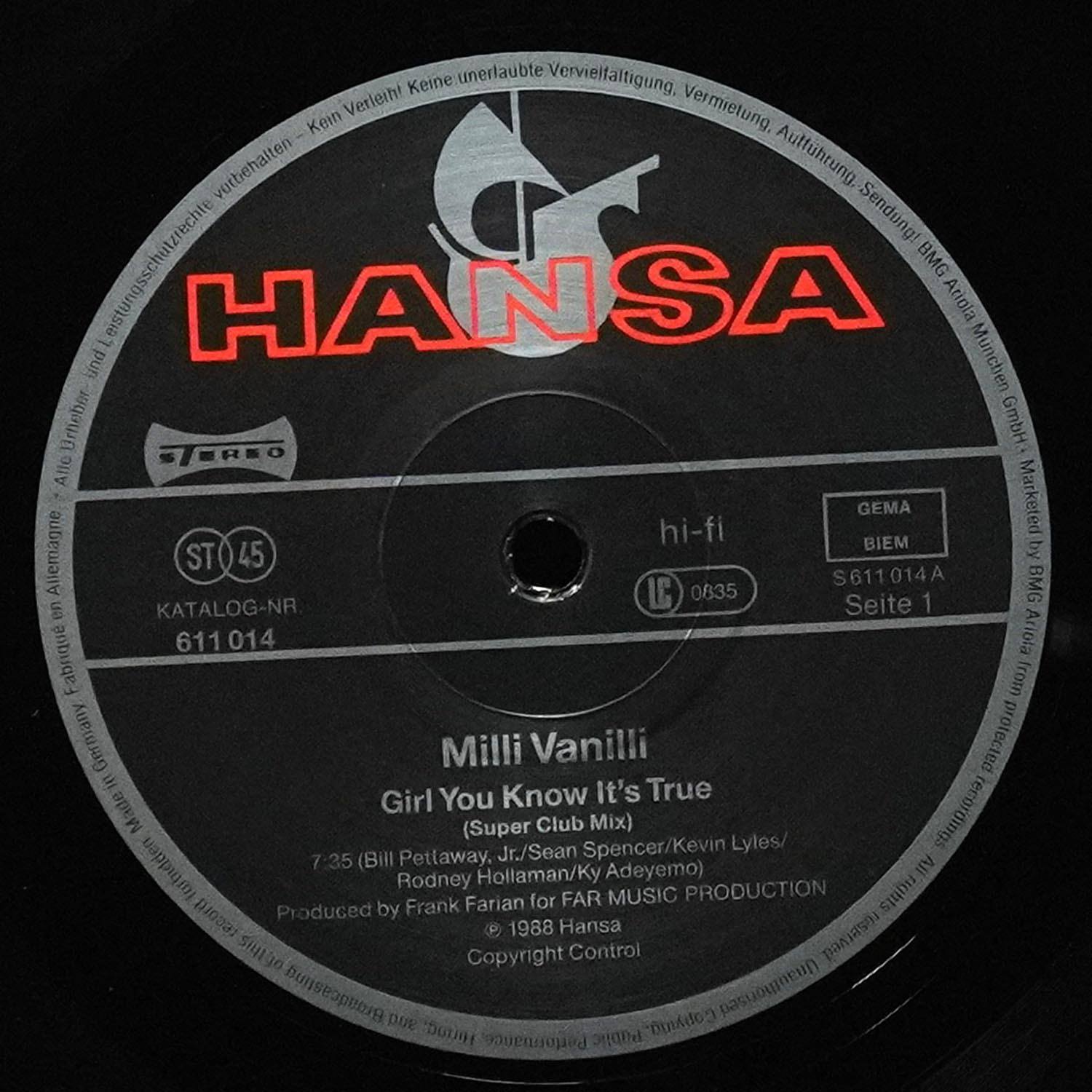LP Milli Vanilli — Girl You Know It's True фото 2