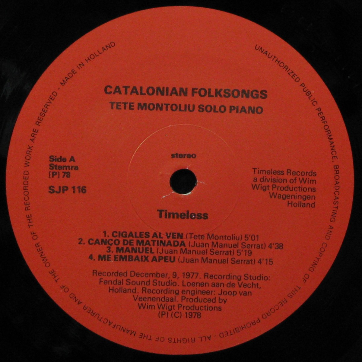 LP Tete Montoliu — Catalonian Folksongs фото 2