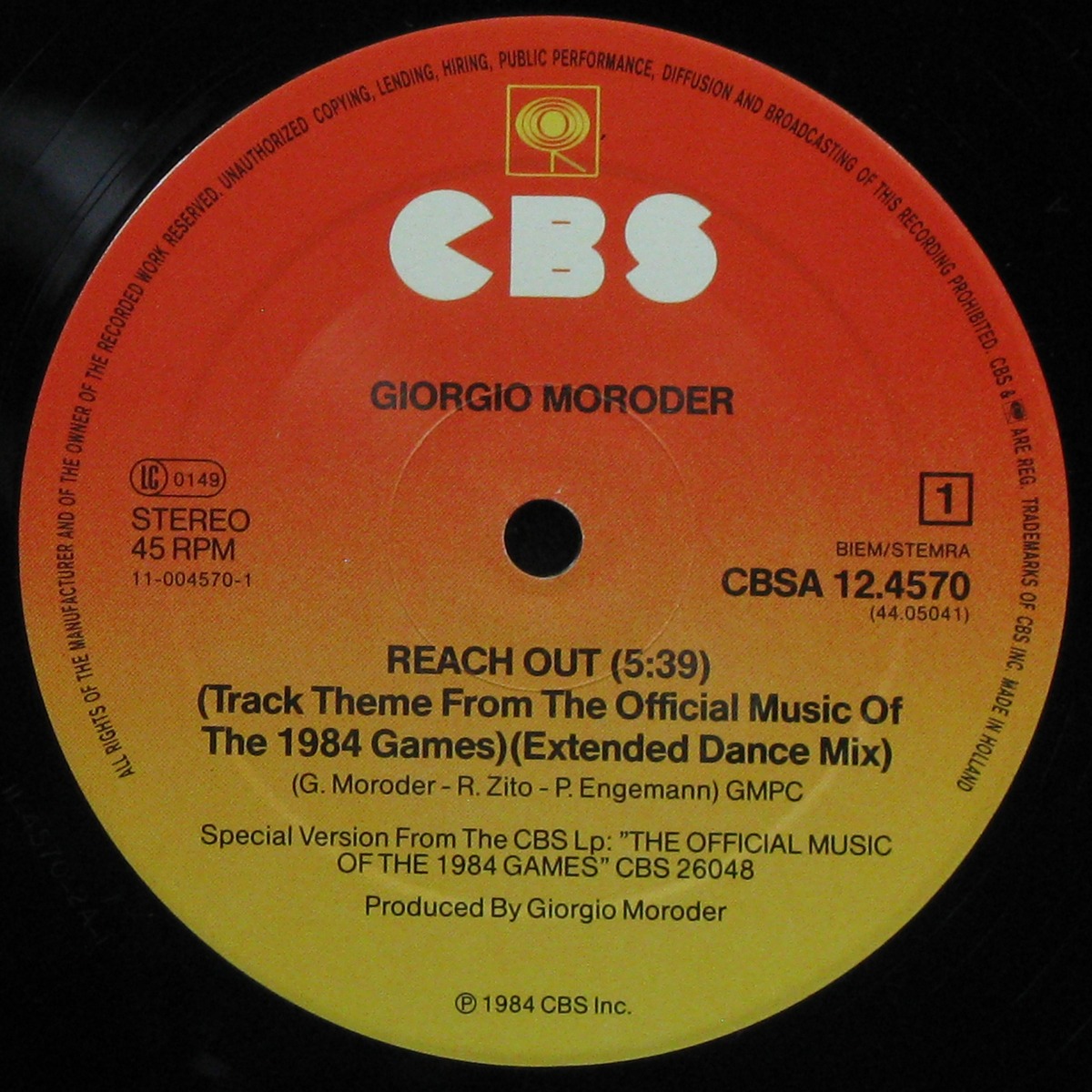 LP Giorgio Moroder / Paul Engemann — Reach Out (maxi) фото 2