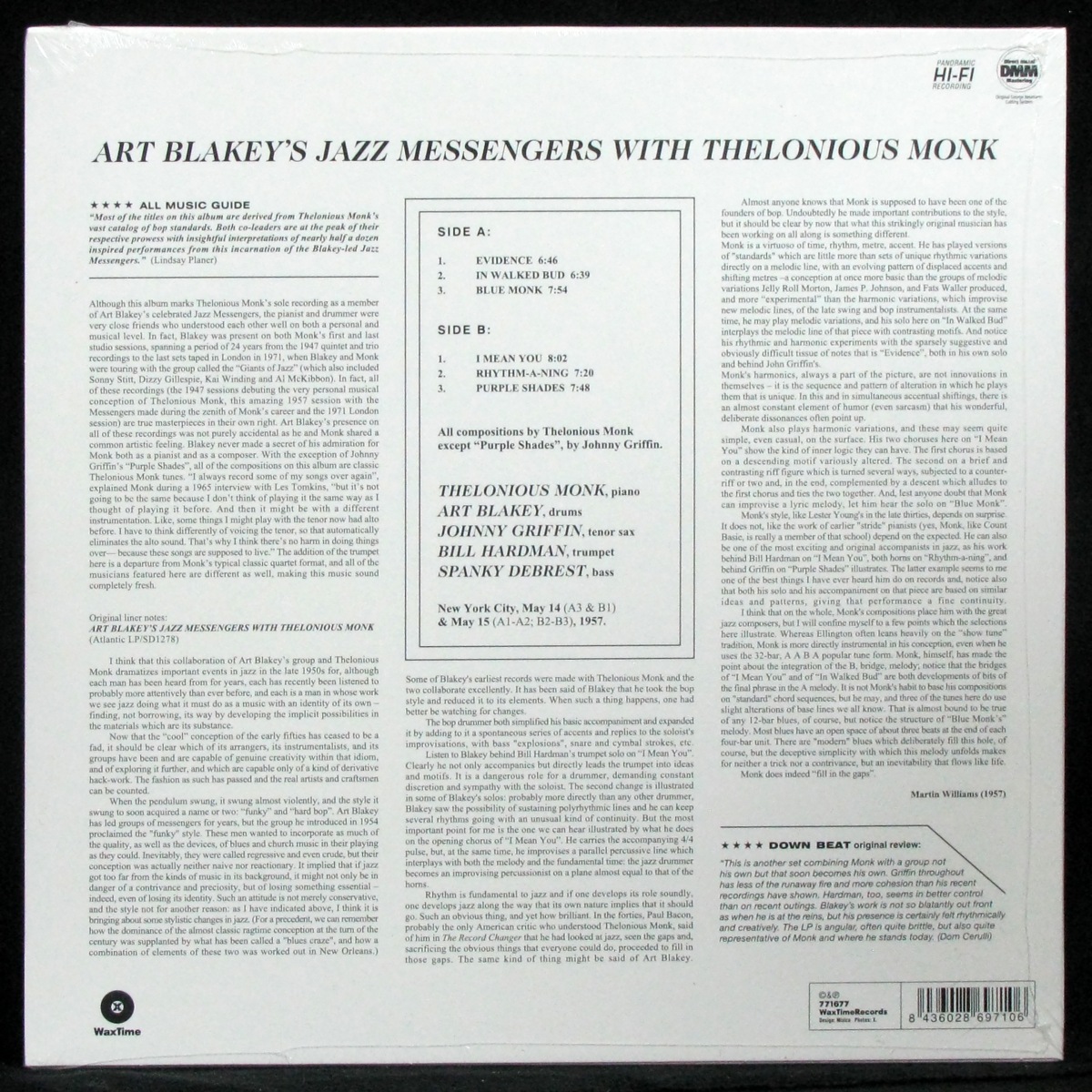 LP Art Blakey's Jazz Messengers / Thelonious Monk — Art Blakey's Jazz Messengers With Thelonious Monk фото 2