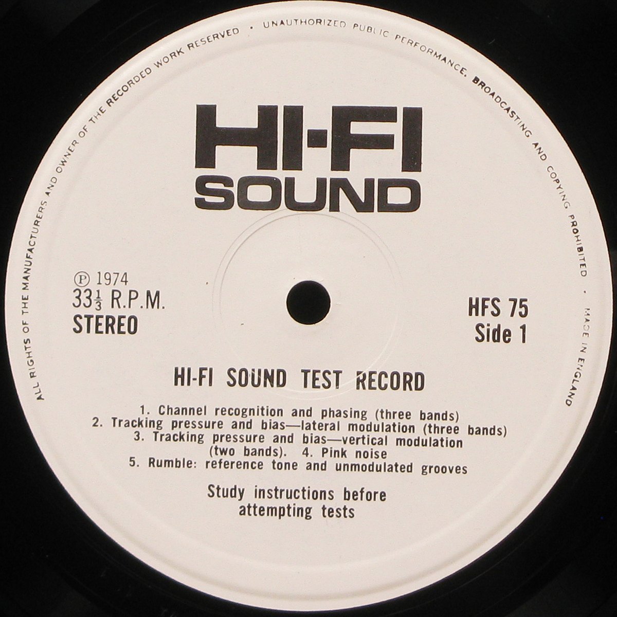 Тестовая Пластинка Hi-Fi Sound Stereo Test Record 75 фото 3