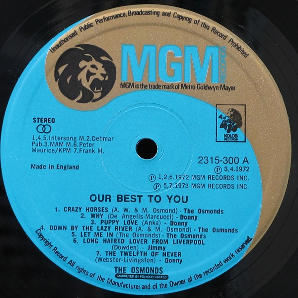 LP Osmonds — Our Best To You фото 2