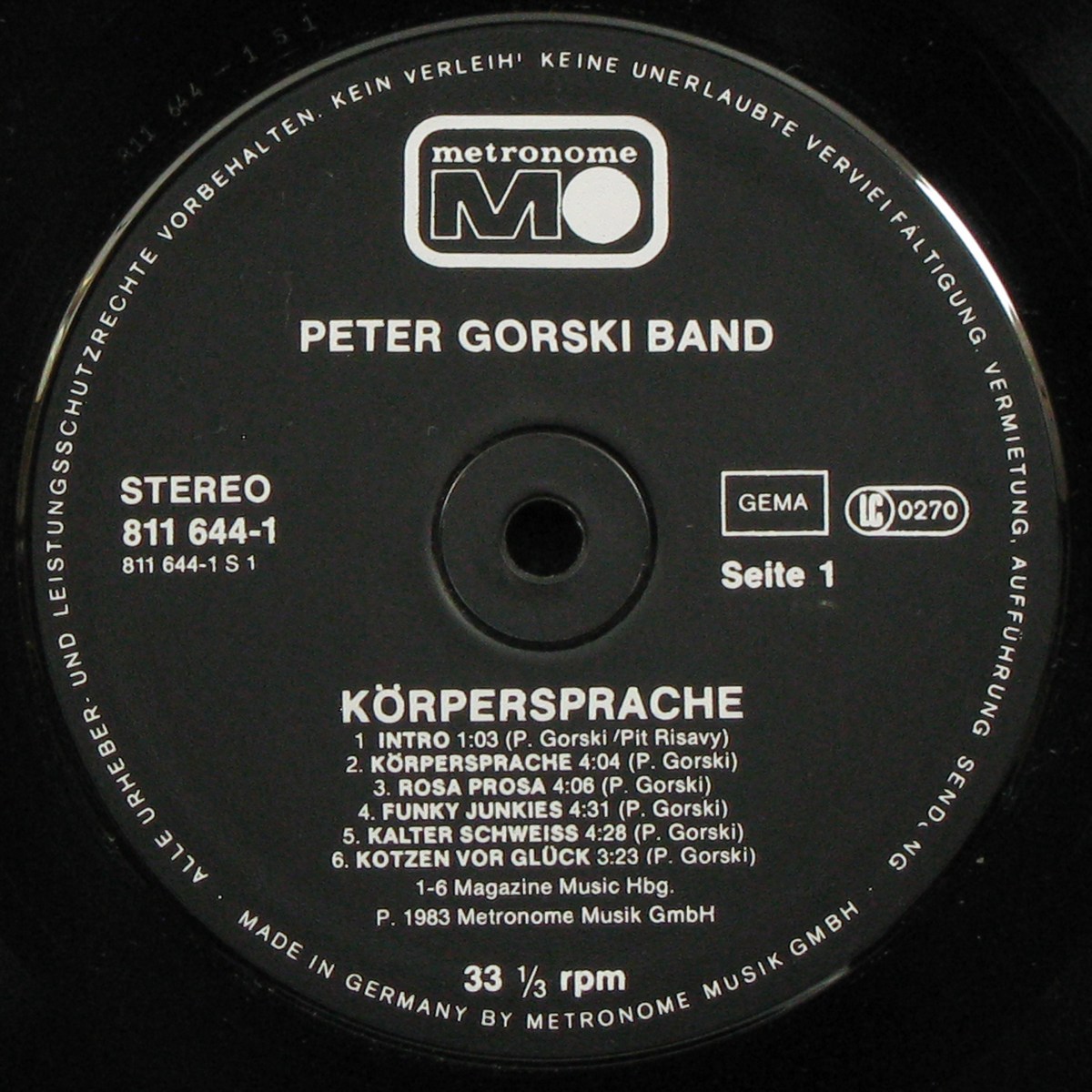 LP Peter Gorski Band — Korpersprache фото 2