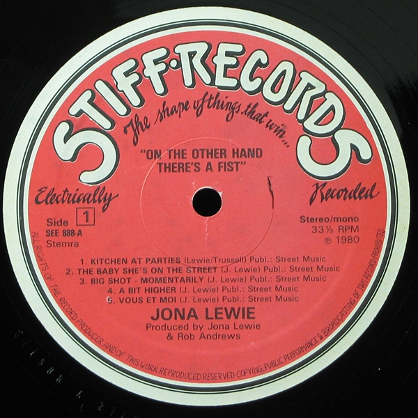 LP Jona Lewie — On The Other Hand There's A Fist фото 2