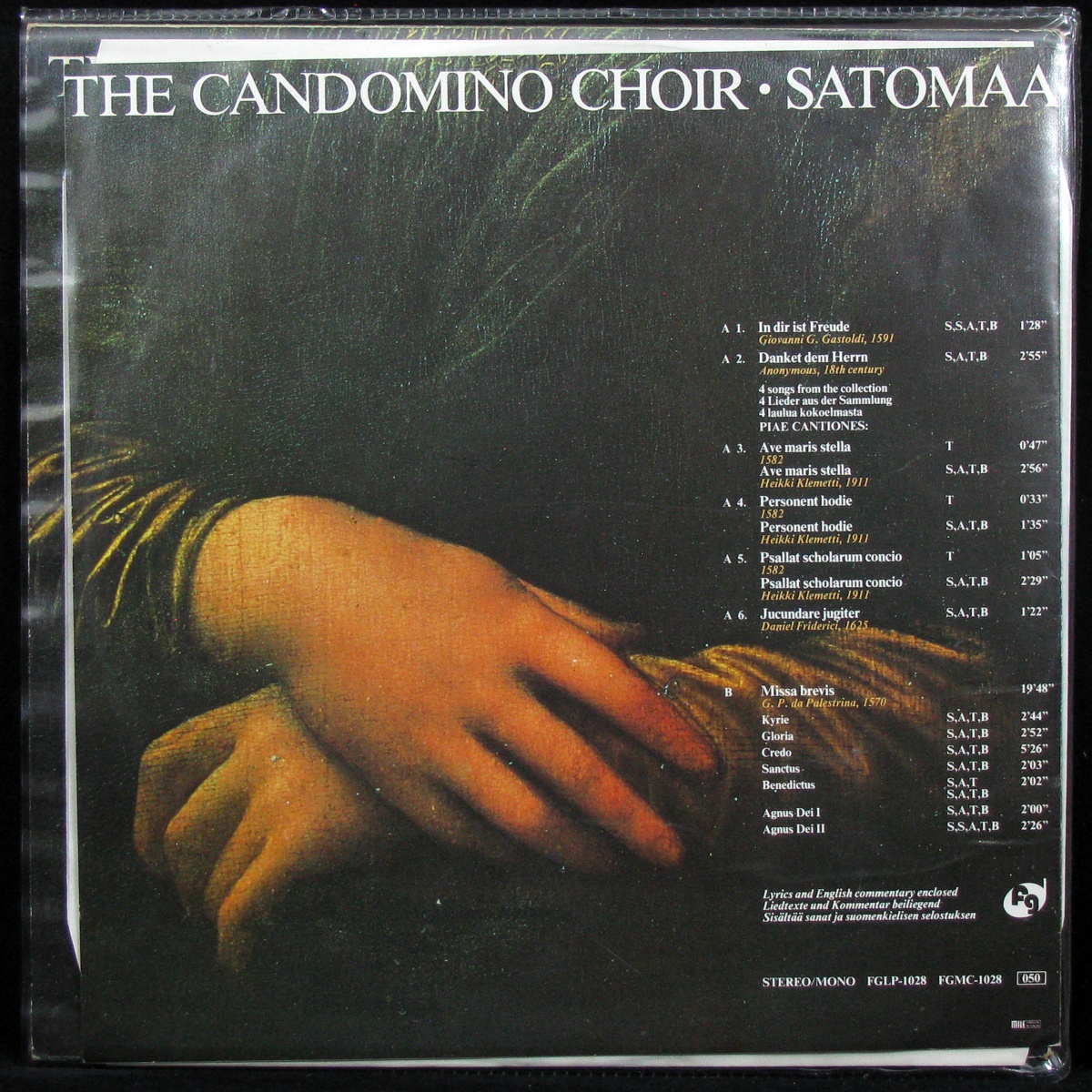 LP Candomino Choir / Tauno Satomaa — Giovanni Pierluigi Da Palestrina: Missa Brevis, Piae Cantiones (+ booklet) фото 2
