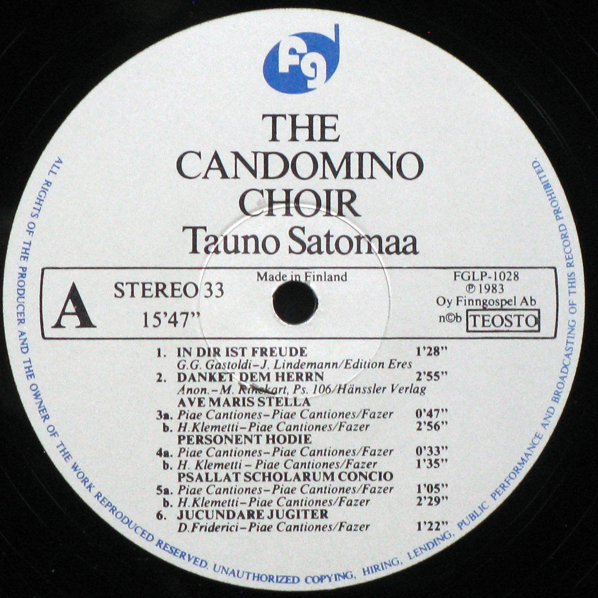 LP Candomino Choir / Tauno Satomaa — Giovanni Pierluigi Da Palestrina: Missa Brevis, Piae Cantiones (+ booklet) фото 4