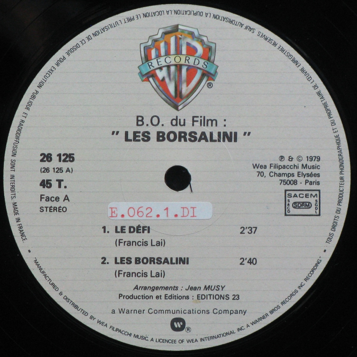 LP Francis Lai — Les Borsalini (maxi, EP) фото 2