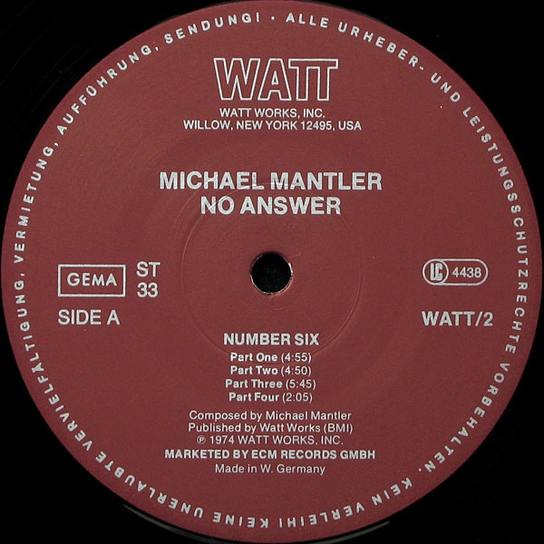 LP Michael Mantler — No Answer фото 3
