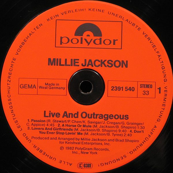 LP Millie Jackson — Live And Outrageous фото 2