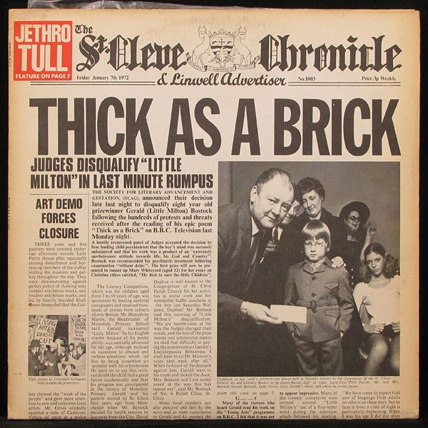 LP Jethro Tull — Thick As A Brick (newspaper cover) фото
