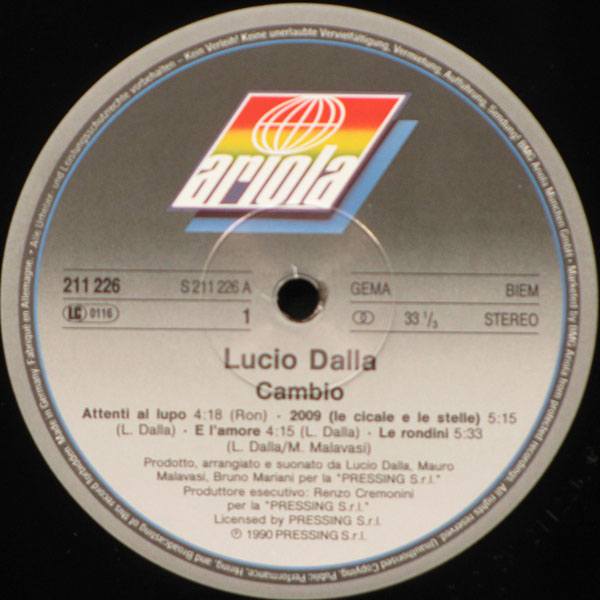LP Lucio Dalla — Cambio (promo) фото 2