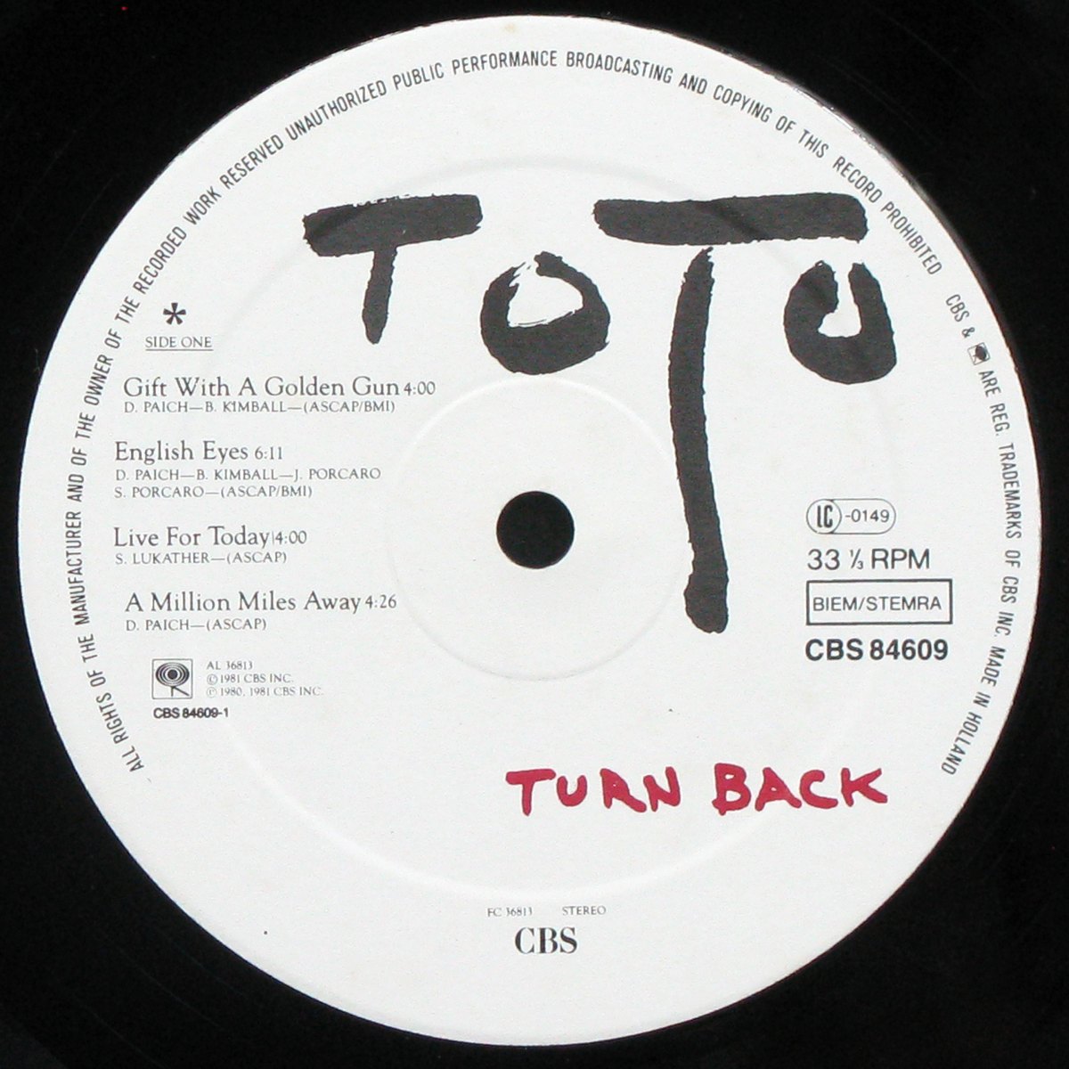 LP Toto — Turn Back фото 2