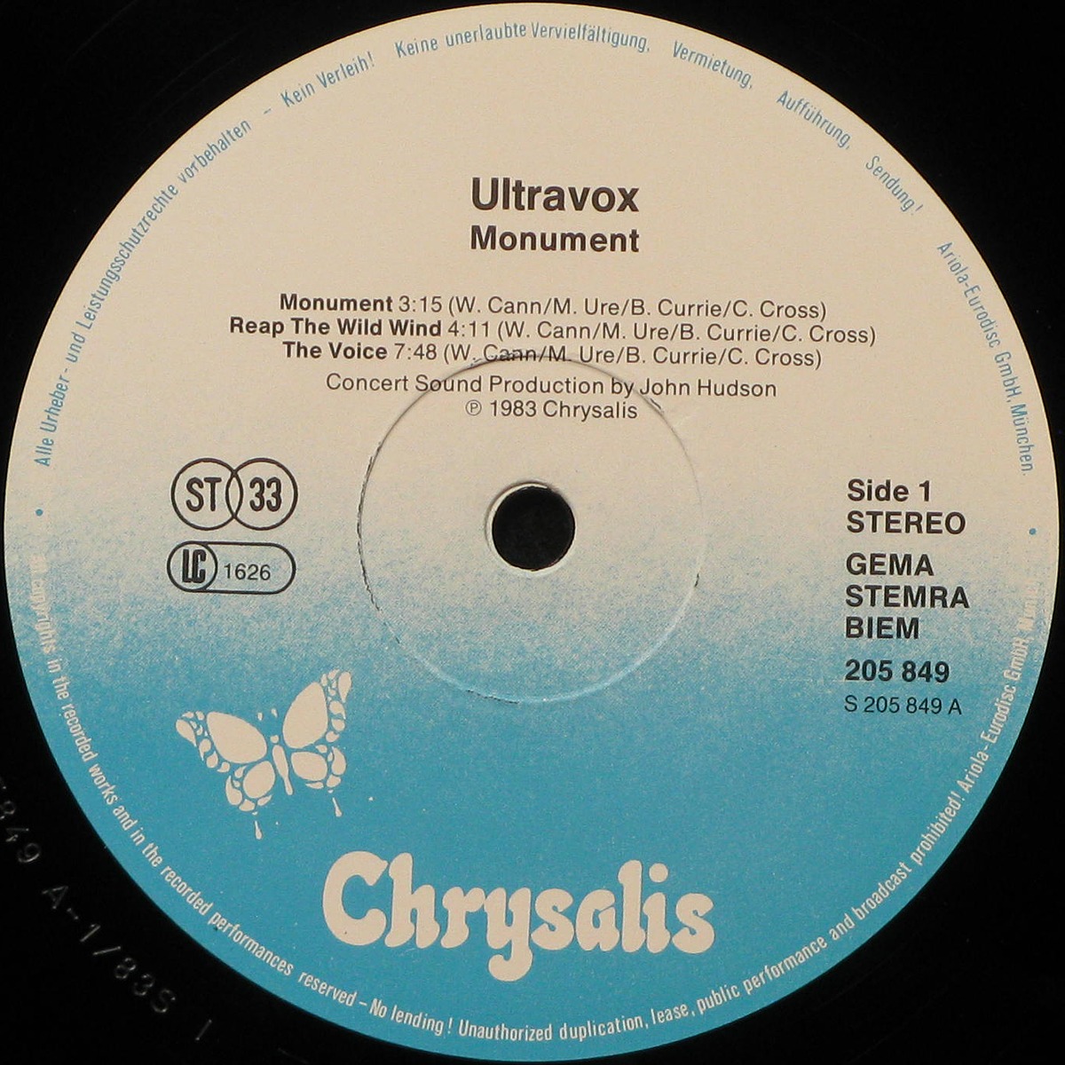 LP Ultravox — Monument The Soundtrack фото 2