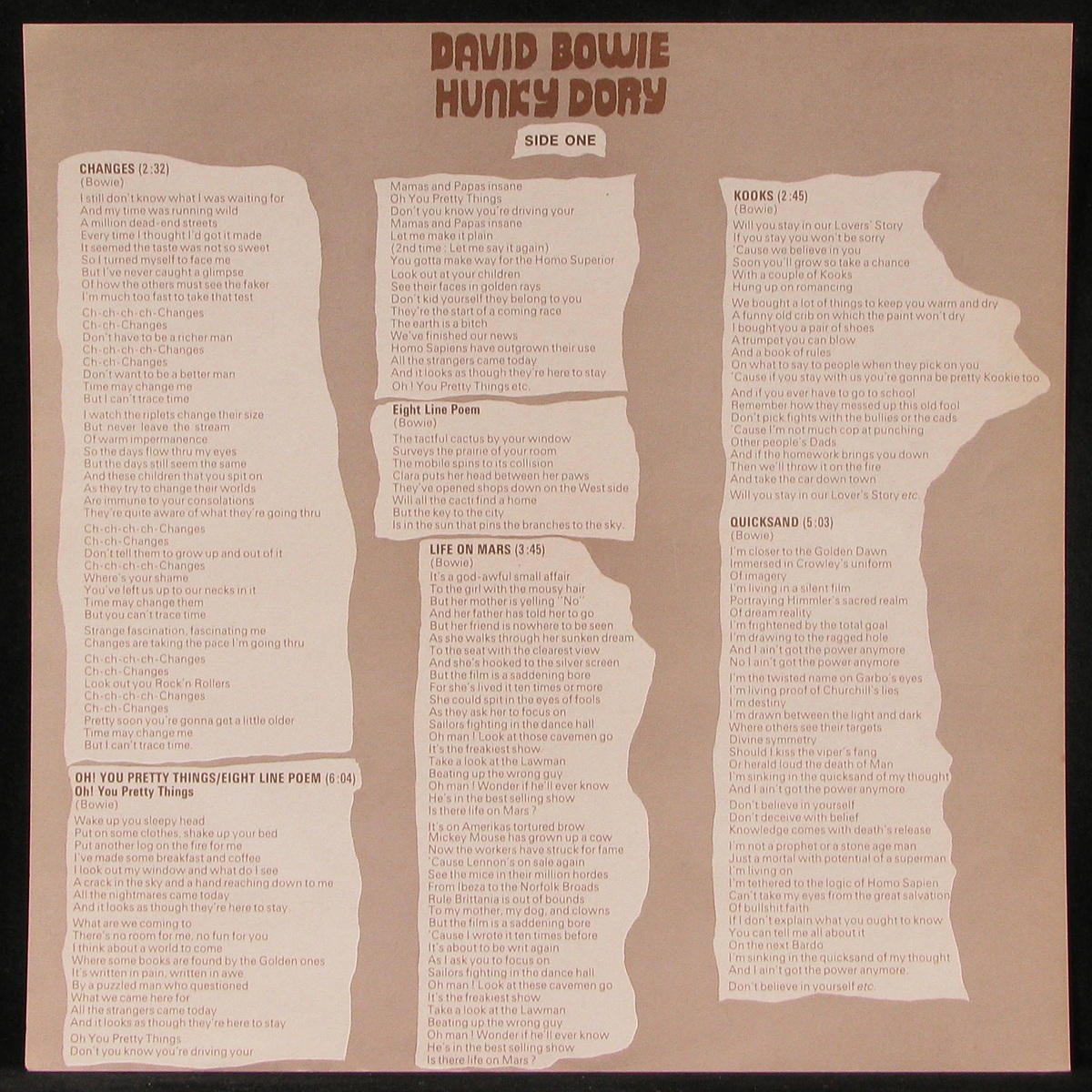 LP David Bowie — Hunky Dory фото 3