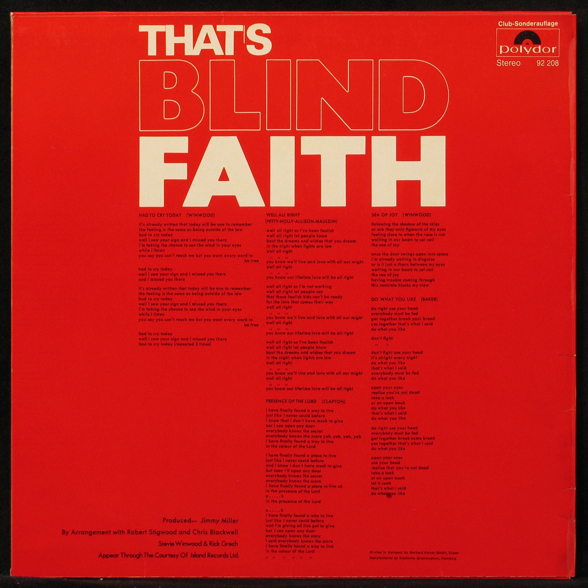 LP Blind Faith — That's Blind Faith (club edition) фото 2