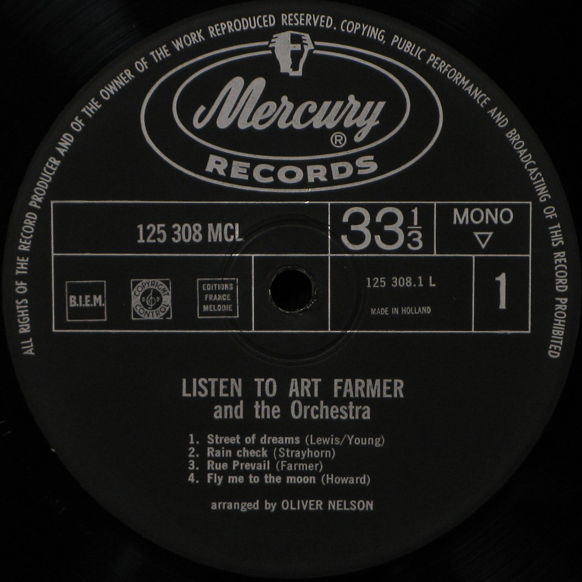 LP Art Farmer — Listen To Art Farmer And The Orchestra (mono) фото 3