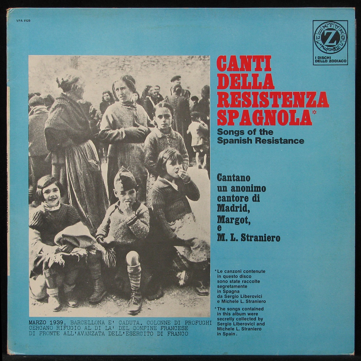 LP Michele L. Straniero / Margot / Fausto Amodei — Canti Della Resistenza Spagnola - Songs Of The Spanish Resistance фото