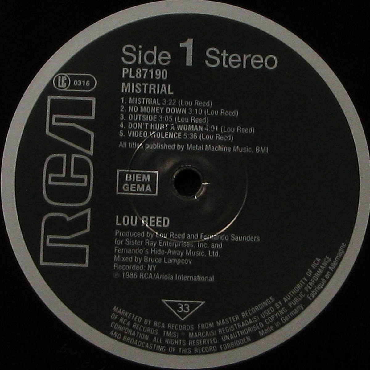 LP Lou Reed — Mistrial фото 2