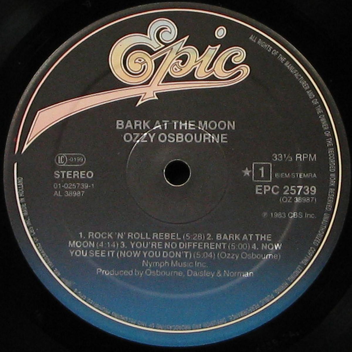 LP Ozzy Osbourne — Bark At The Moon фото 2