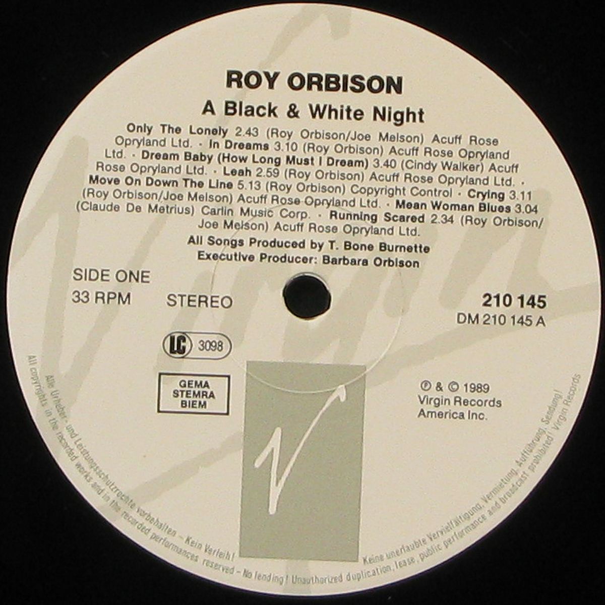 LP Roy Orbison — A Black & White Night Live фото 2