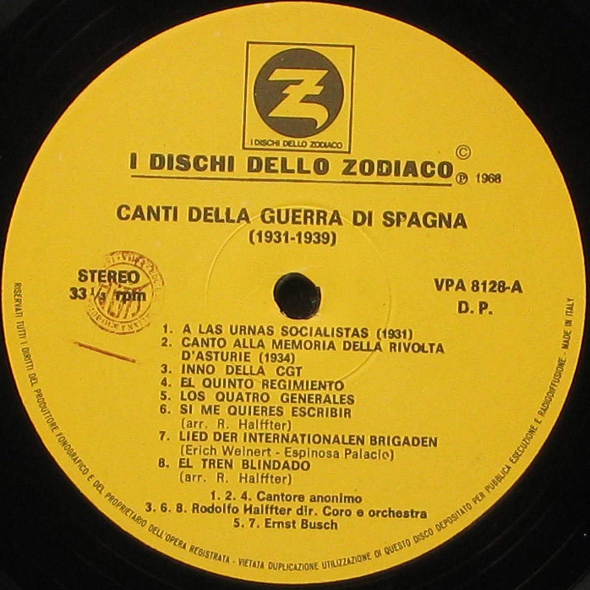 LP V/A — Canti Della Guerra Di Spagna фото 2