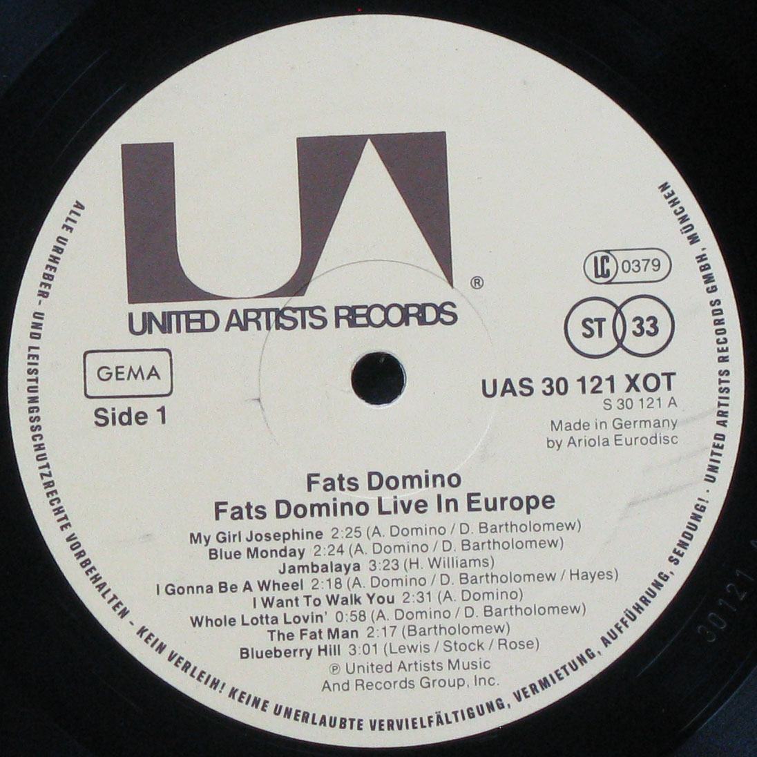 LP Fats Domino — Fats Domino Live In Europe фото 2
