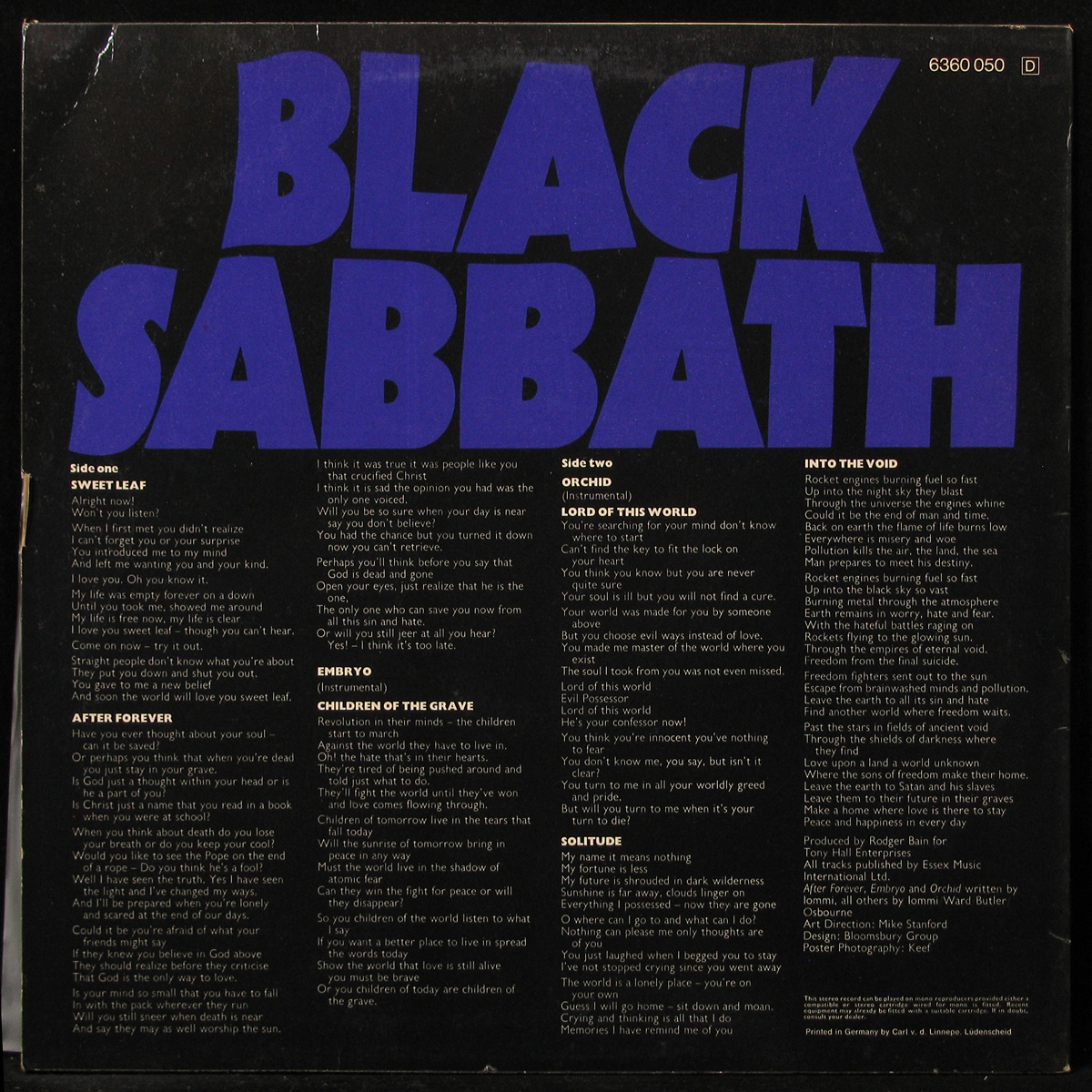 LP Black Sabbath — Master Of Reality (+ giant poster) фото 2