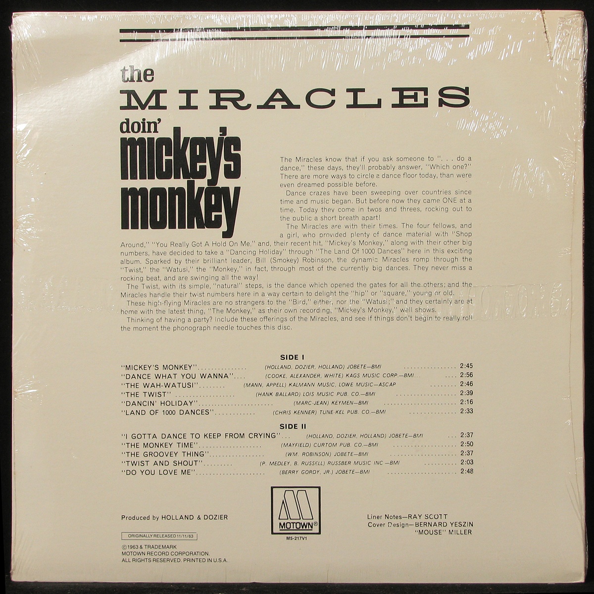 LP Miracles — Doin' Mickey's Monkey (sealed original) фото 2