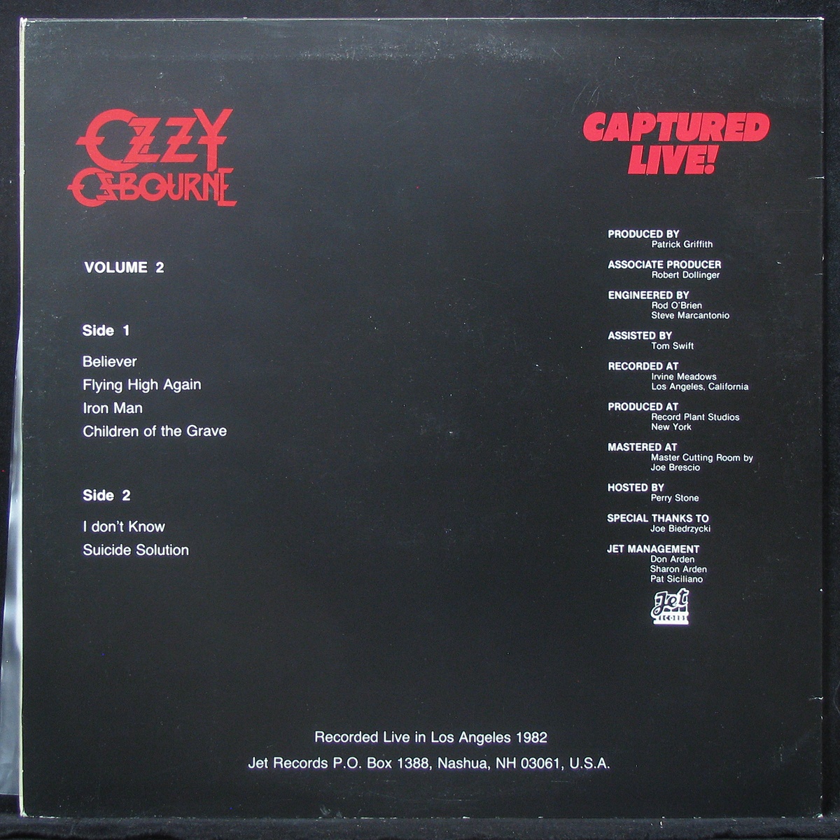 LP Ozzy Osbourne — Captured Live! Vol. 2 фото 2