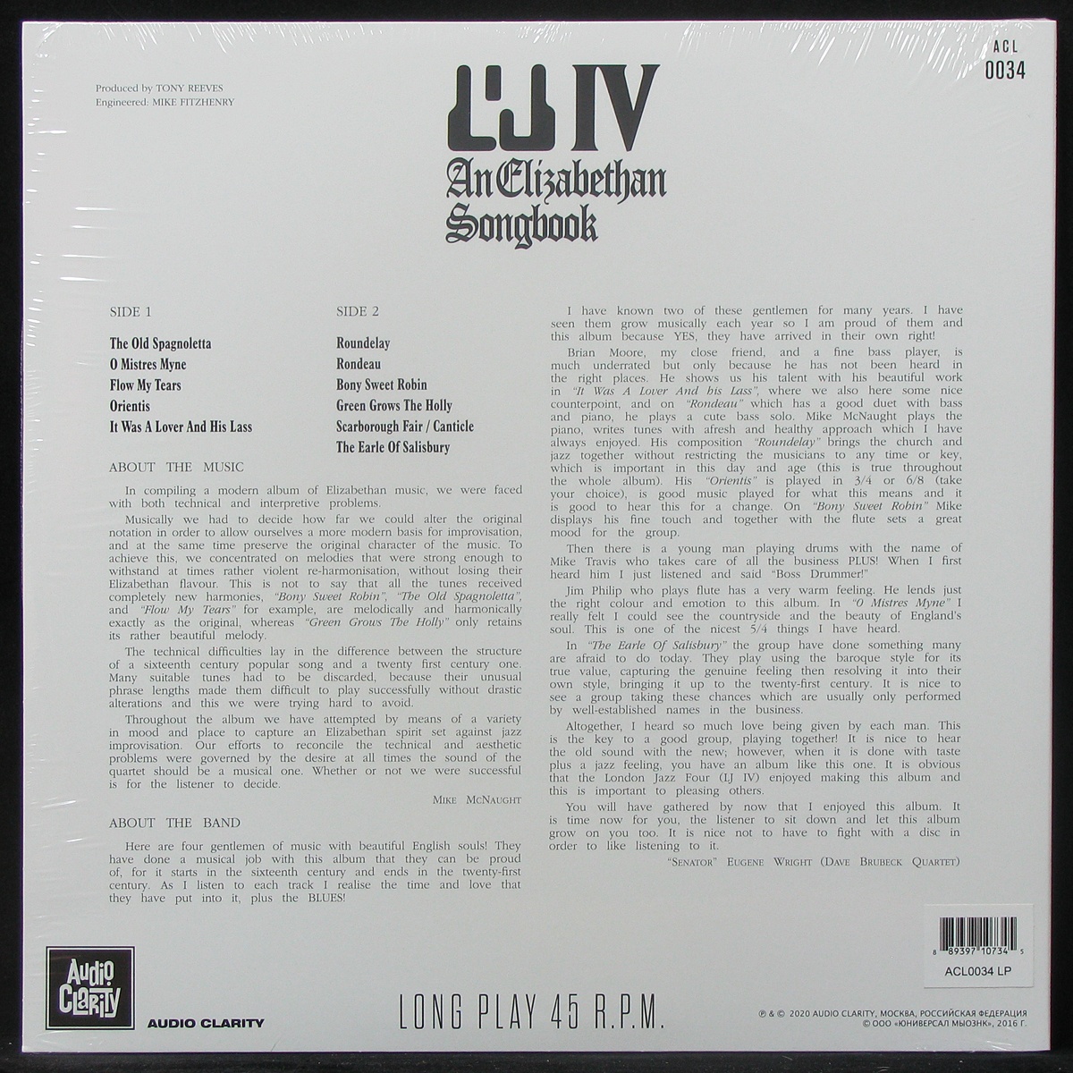LP L'J IV — An Elizabethan Songbook фото 2