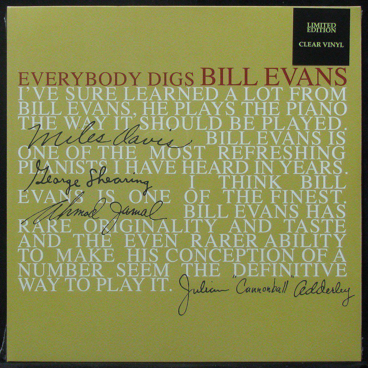 LP Bill Evans Trio — Everybody Digs Bill Evans (coloured vinyl) фото