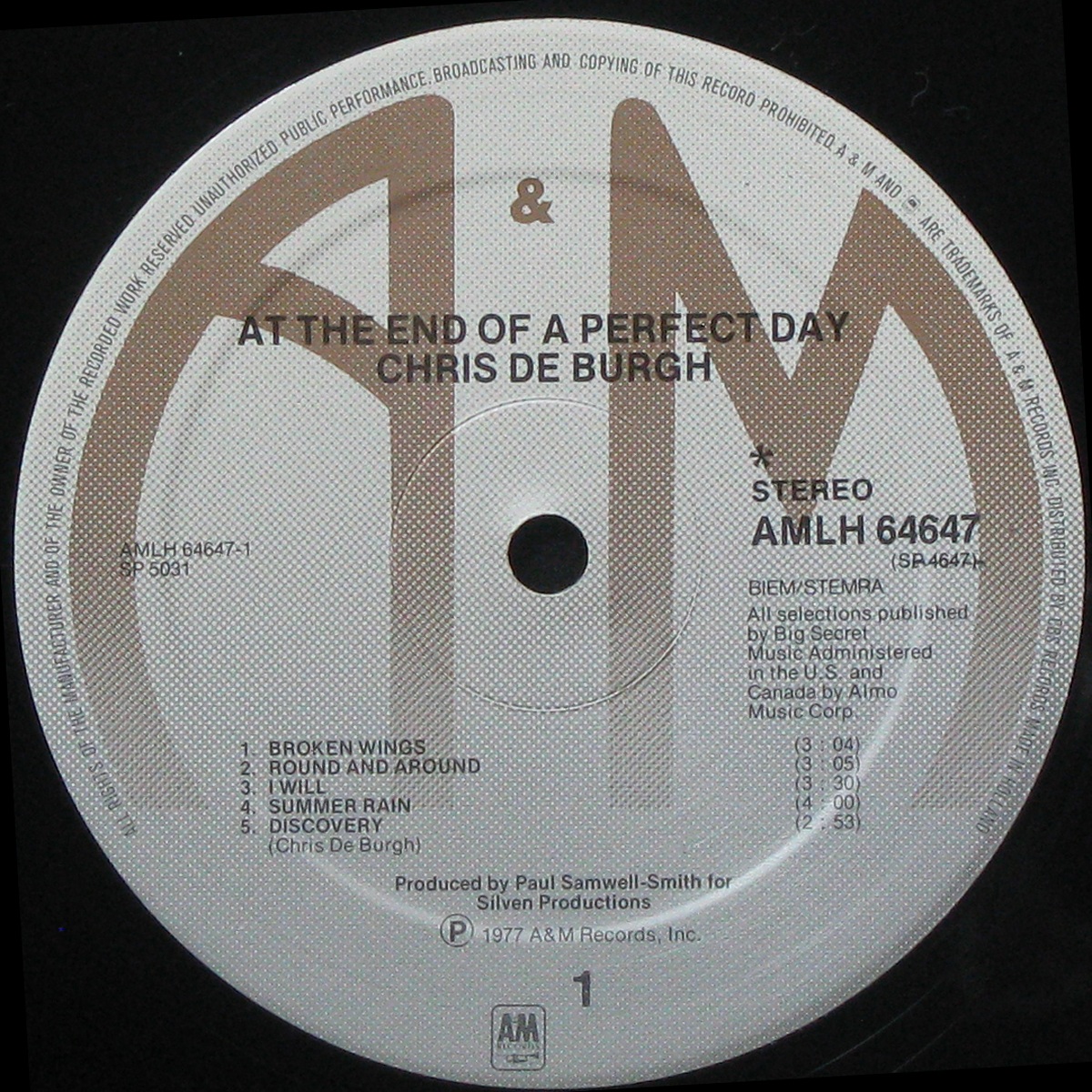 LP Chris De Burgh — At The End Of A Perfect Day фото 2