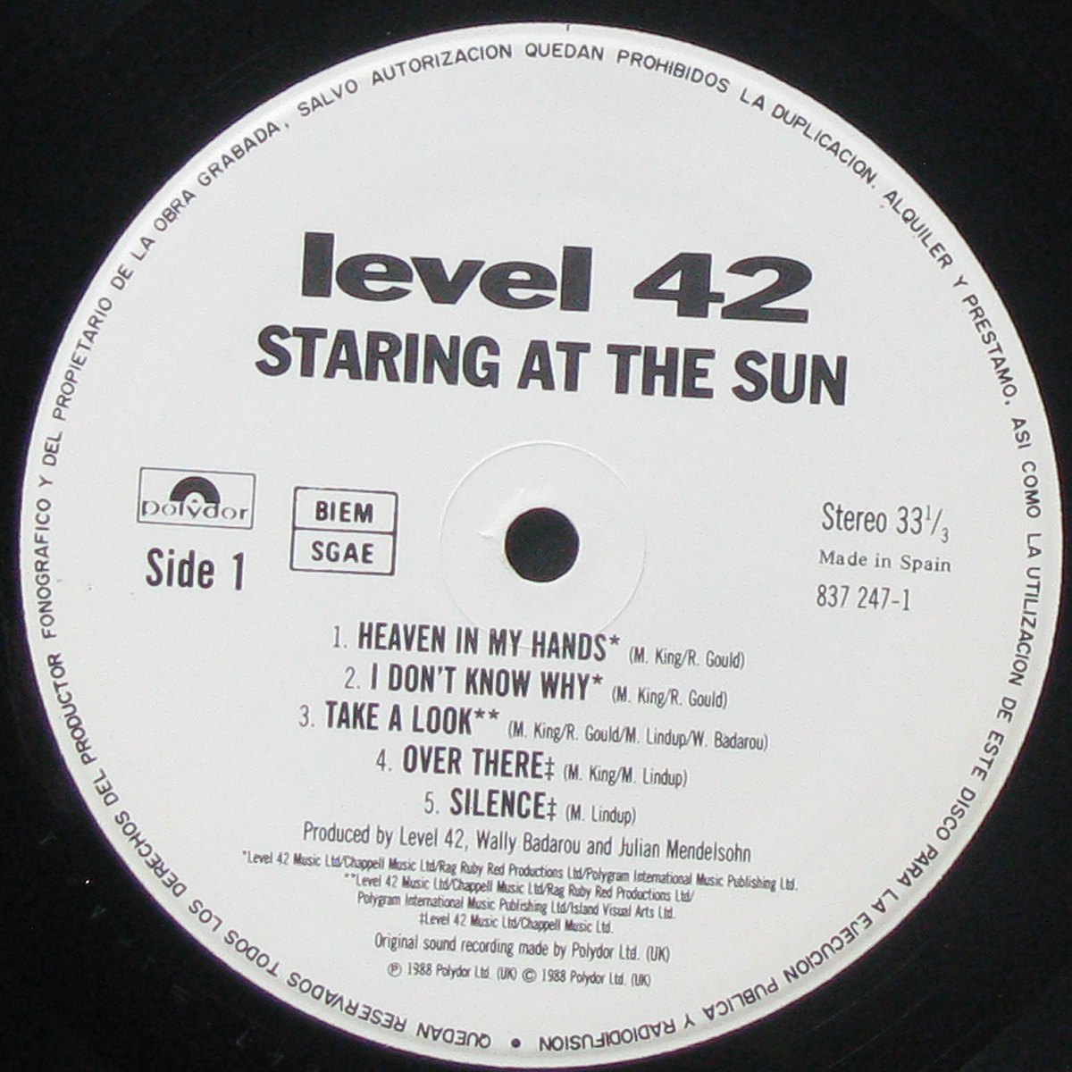 LP Level 42 — Staring At The Sun фото 2