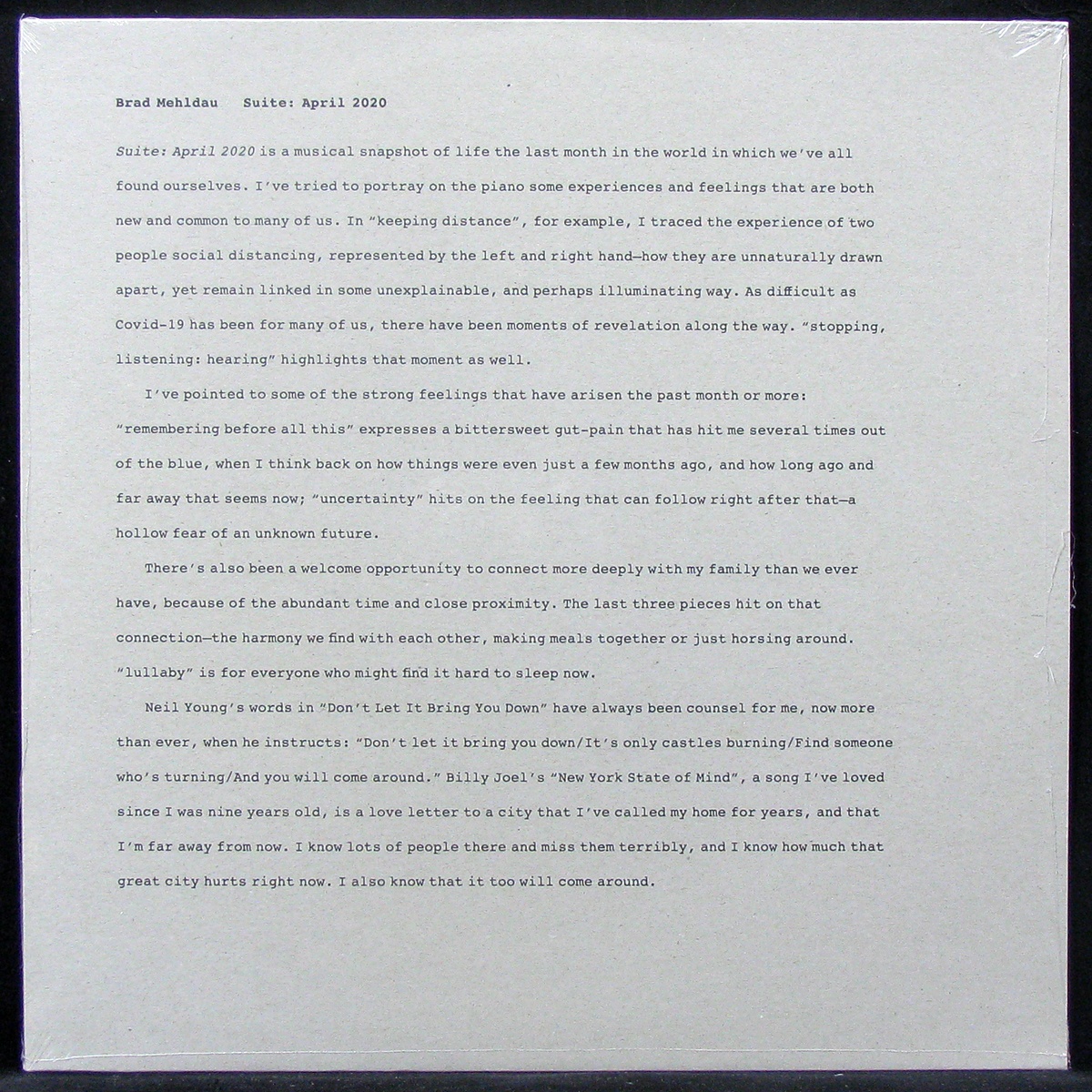 LP Brad Mehldau — Suite: April 2020 фото