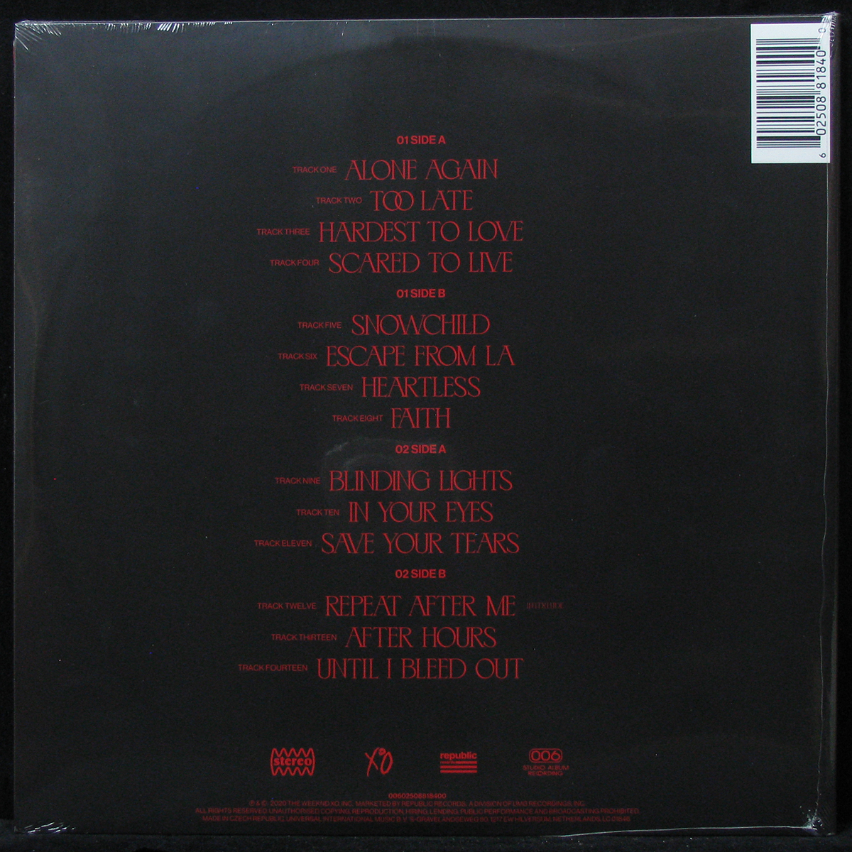 LP Weeknd — After Hours (2LP) фото 2
