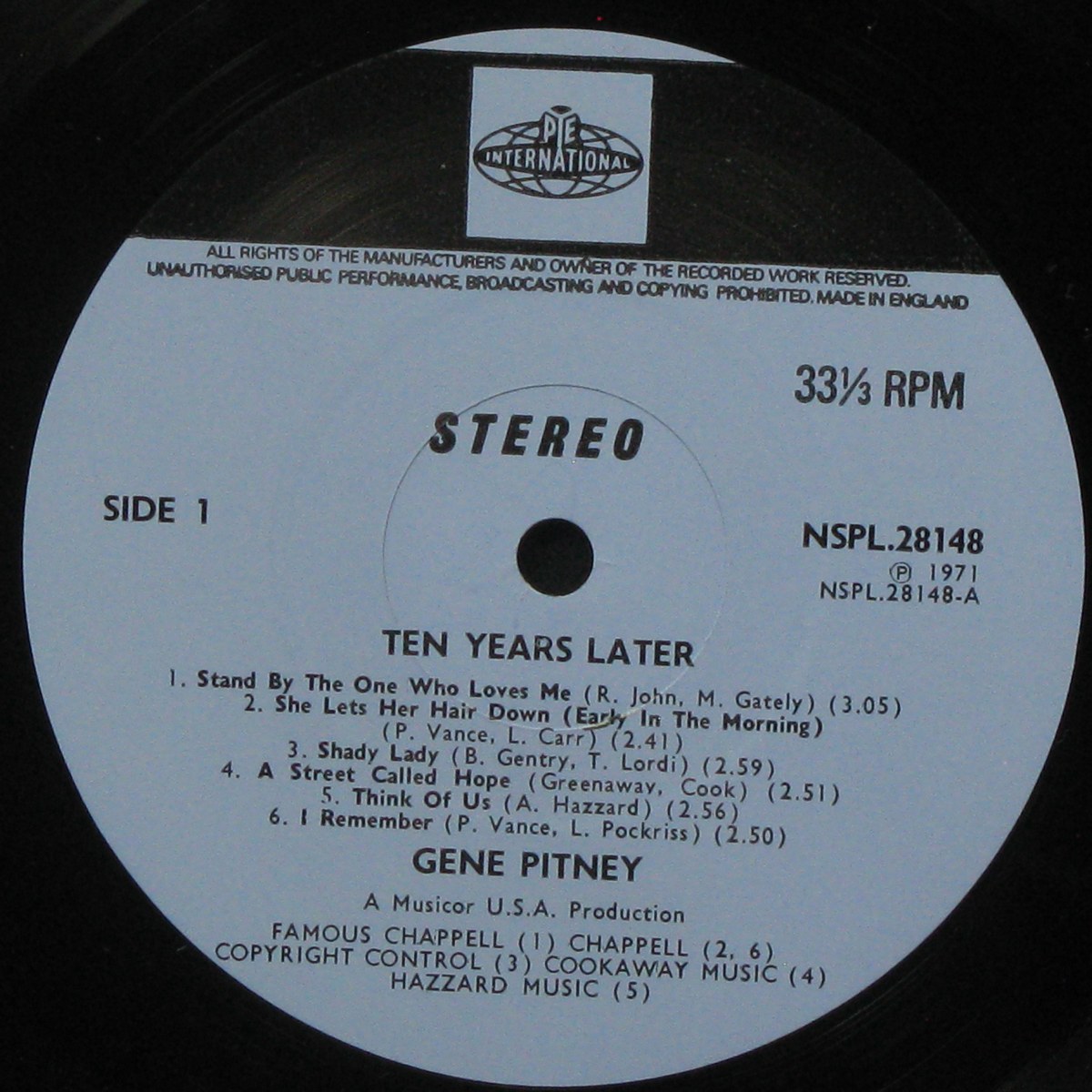 LP Gene Pitney — Ten Years Later фото 2