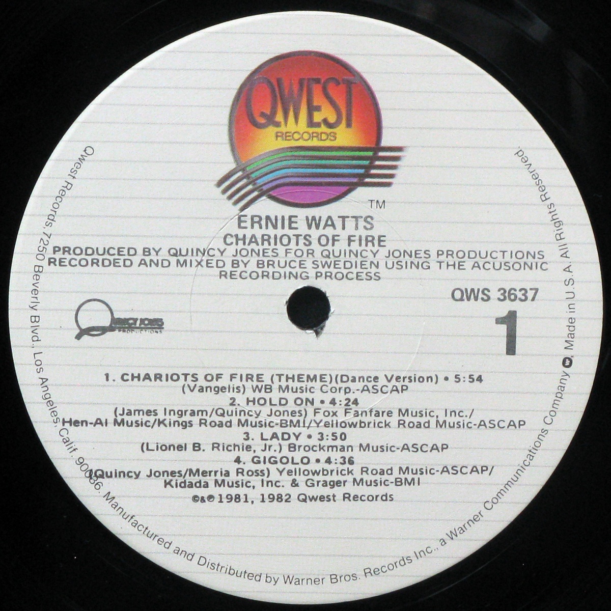 LP Ernie Watts Quartet — Chariots Of Fire фото 2