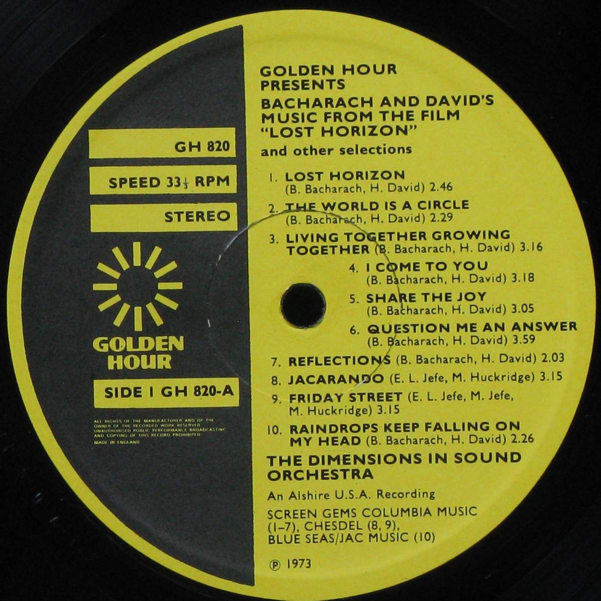 LP Dimensions In Sound Orchestra — Lost Horizon And Other Selections фото 2