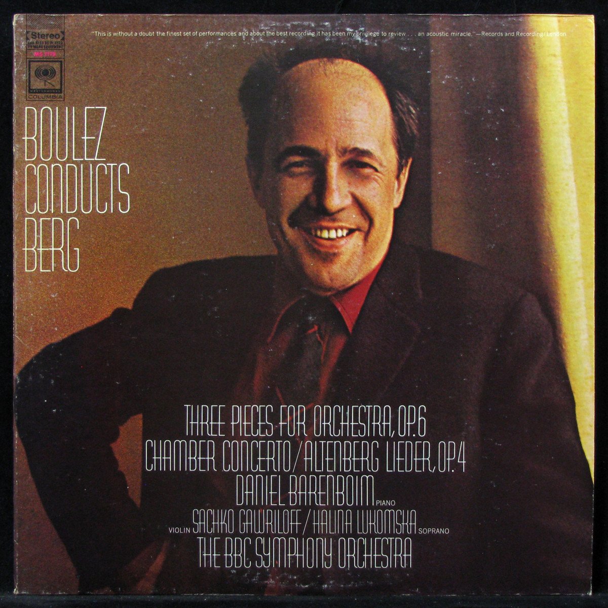 LP Pierre Boulez — Berg: Three Pieces For Orchestra / Chamber Concerto / Altenberg Lieder, Op. 4 фото