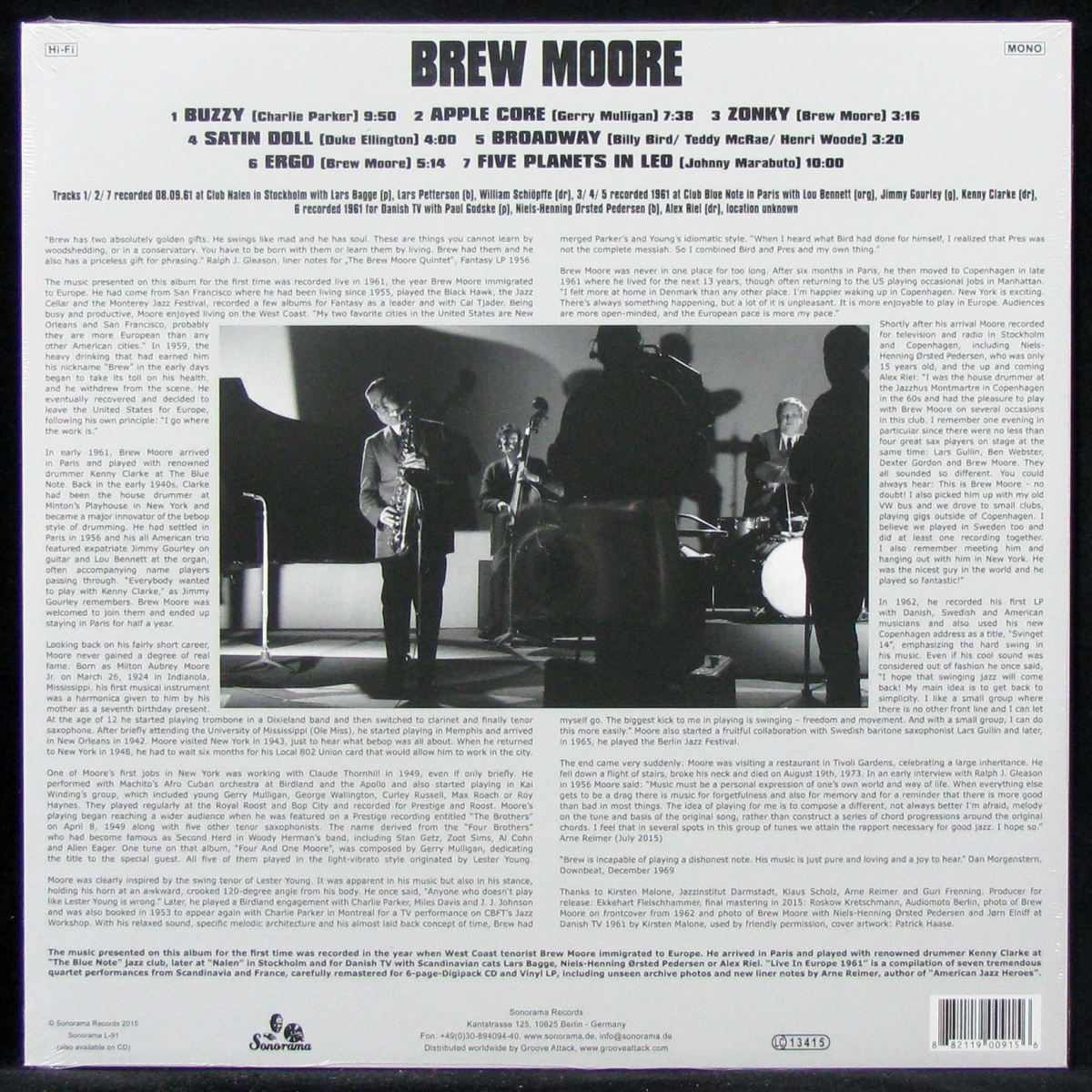 LP Brew Moore — Live In Europe 1961 (mono) фото 2