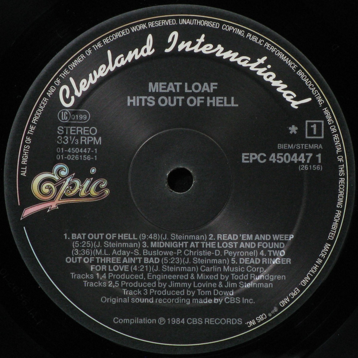 LP Meat Loaf — Hits Out Of Hell фото 2