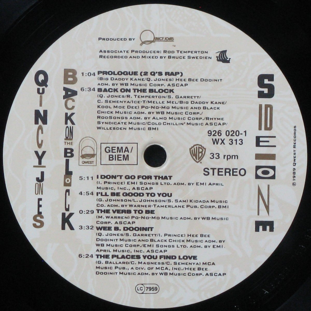 LP Quincy Jones — Back On The Block фото 2