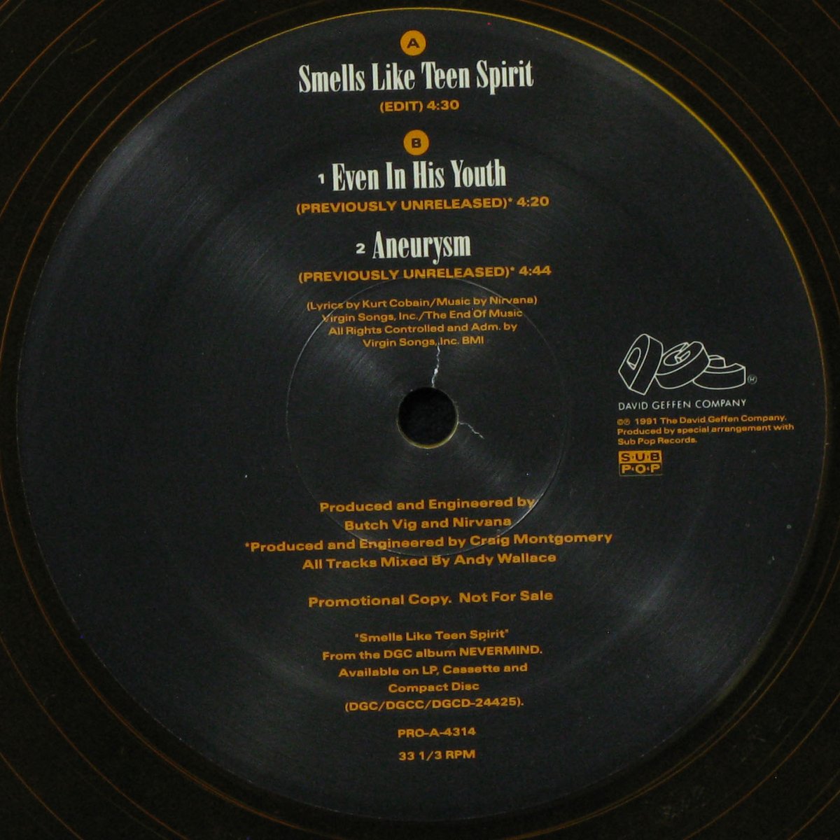 LP Nirvana — Smells Like Teen Spirit (coloured vinyl, maxi, promo) фото 3