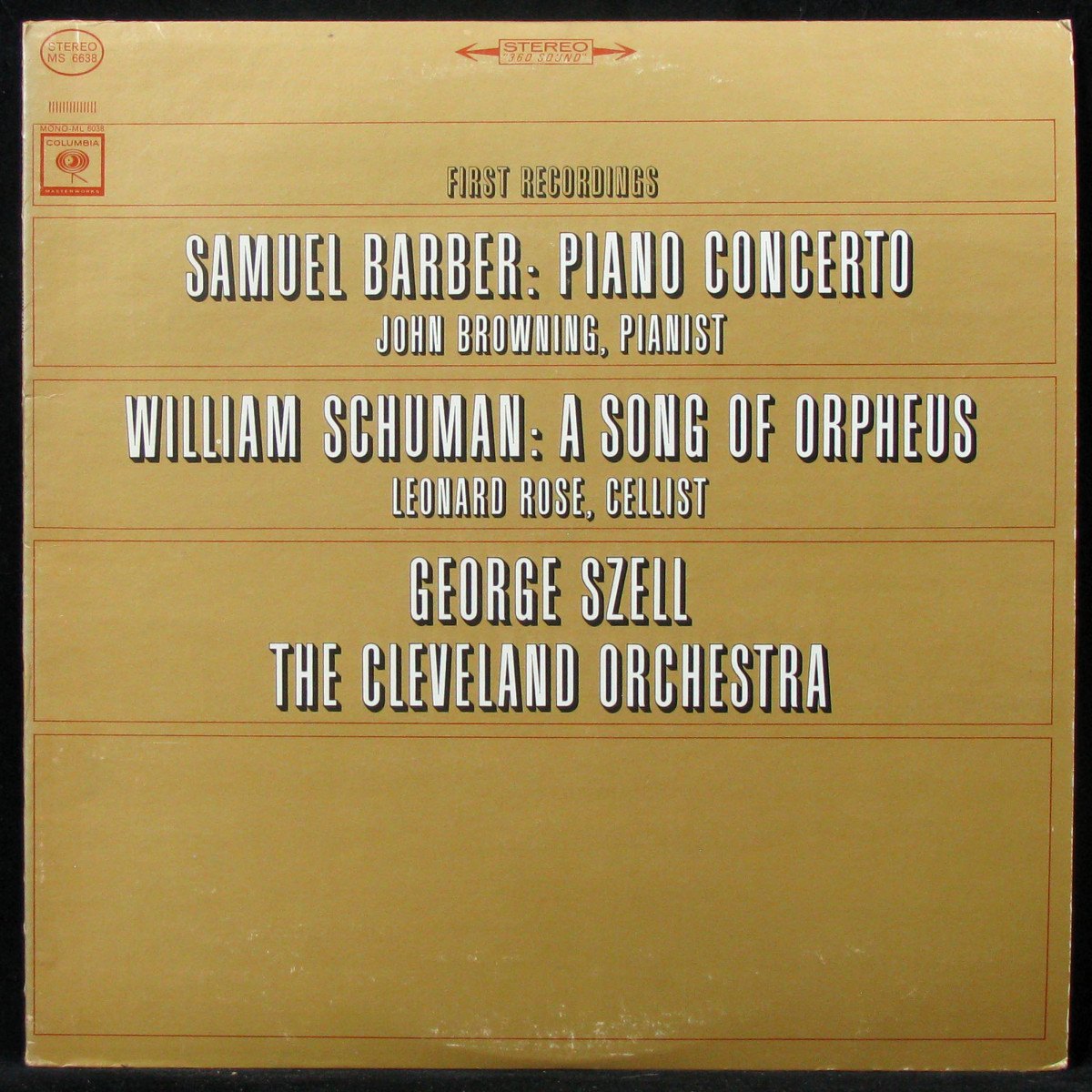 LP George Szell — Barber, Schuman: Piano Concerto / A Song Of Orpheus фото